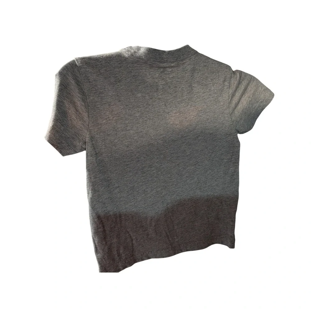 Nike Boys Gray Heather Swoosh Graphic T-Shirt Size M 5-6 YRS Blue Logo Tee